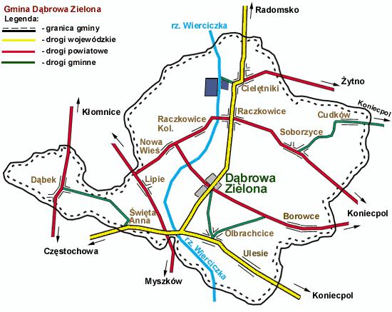 Mapa Gminy Dąbrowa Zielona